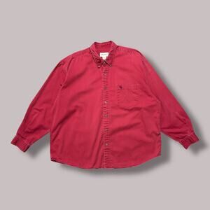Vintage Eddie Bauer Shirt Faded Long Sleeve Button Up y2k Cotton Red 2XL